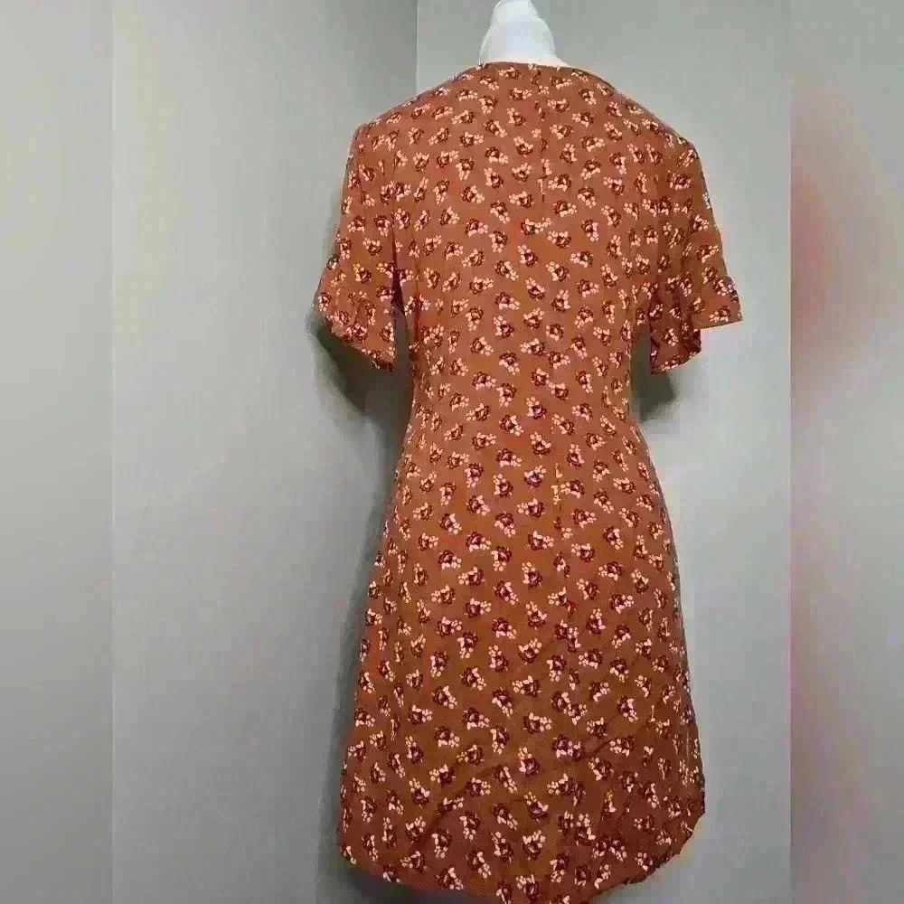 Wild Fable Rust Mini Foral Button-Down Dress - Picture 6 of 8
